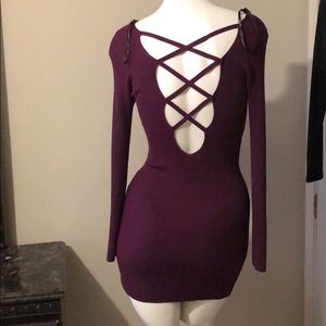 Purple mini dress detailed back